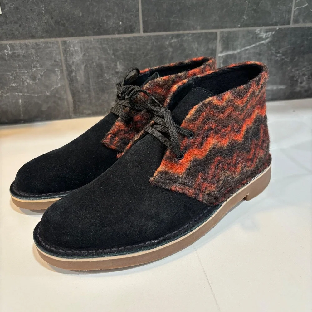 Clarks Men's Buchacre 3 Chukka Ankle Boots Black‎ Leather Wool NWOT Size 9.5